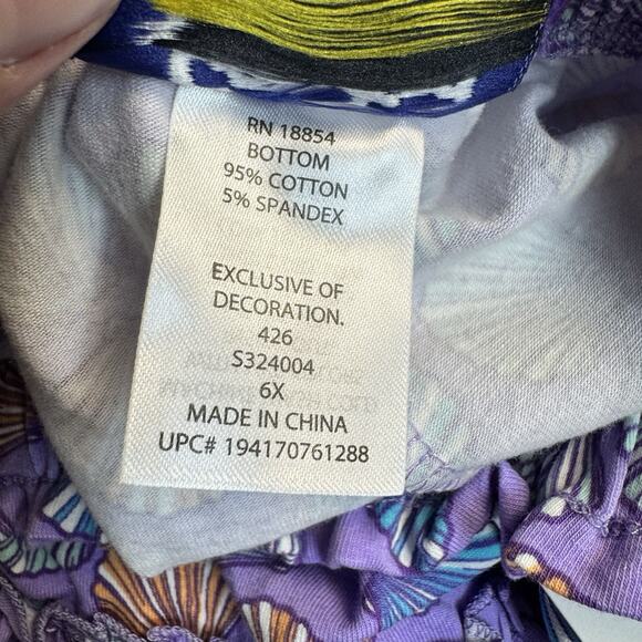 Counting Daisies Girl's 2-Piece Ruffled Top & Short Set Size 6X Lilac Sea Shell - Picture 5 of 7